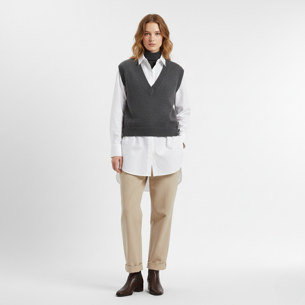 Dzianinowa Kamizelka z Dekoltem V