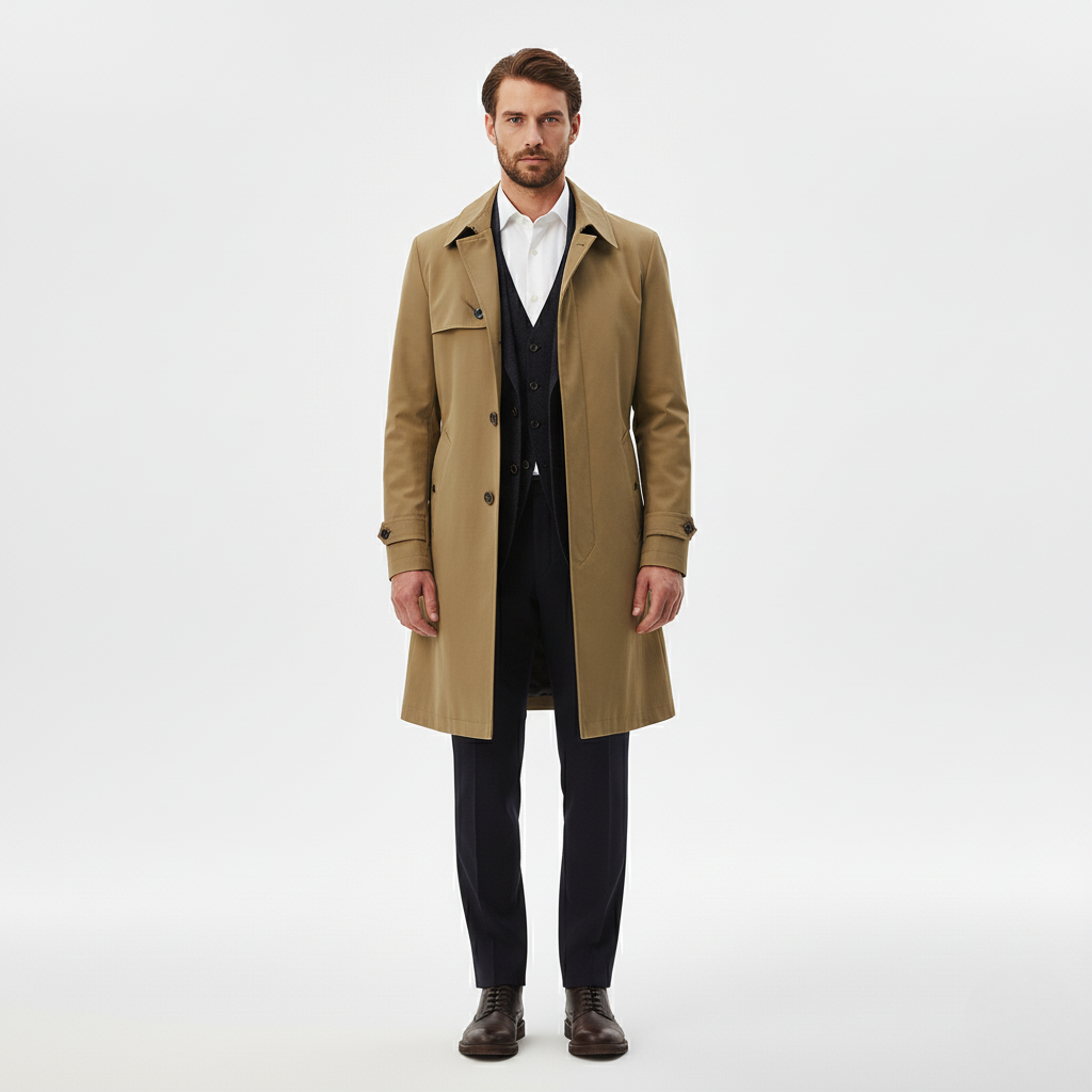 Klasyczny Beżowy Trencz