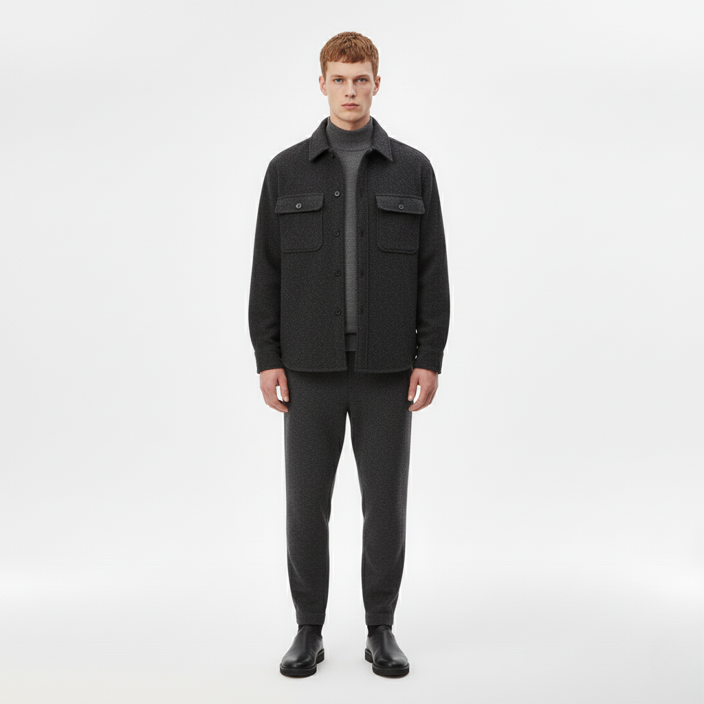 Męska Koszula Wierzchnia – Nowoczesny Monochromatyczny Look