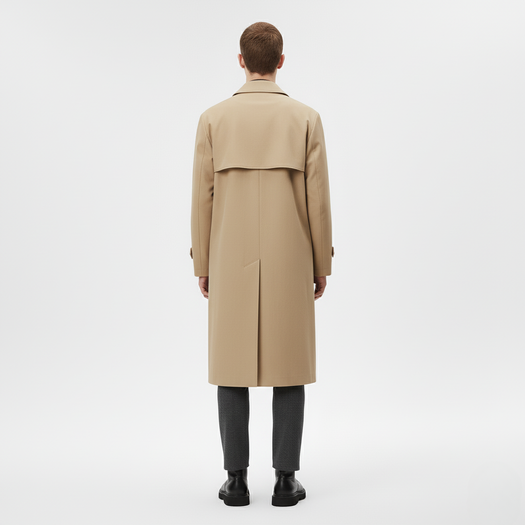 Beżowy Długi Trencz