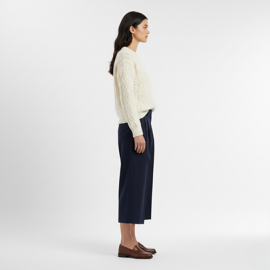 Dzianinowy Sweter z Warkoczowym Splotem