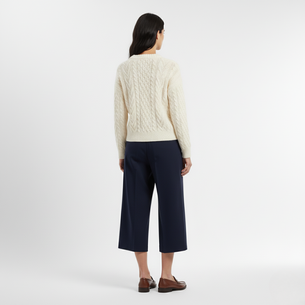 Dzianinowy Sweter z Warkoczowym Splotem