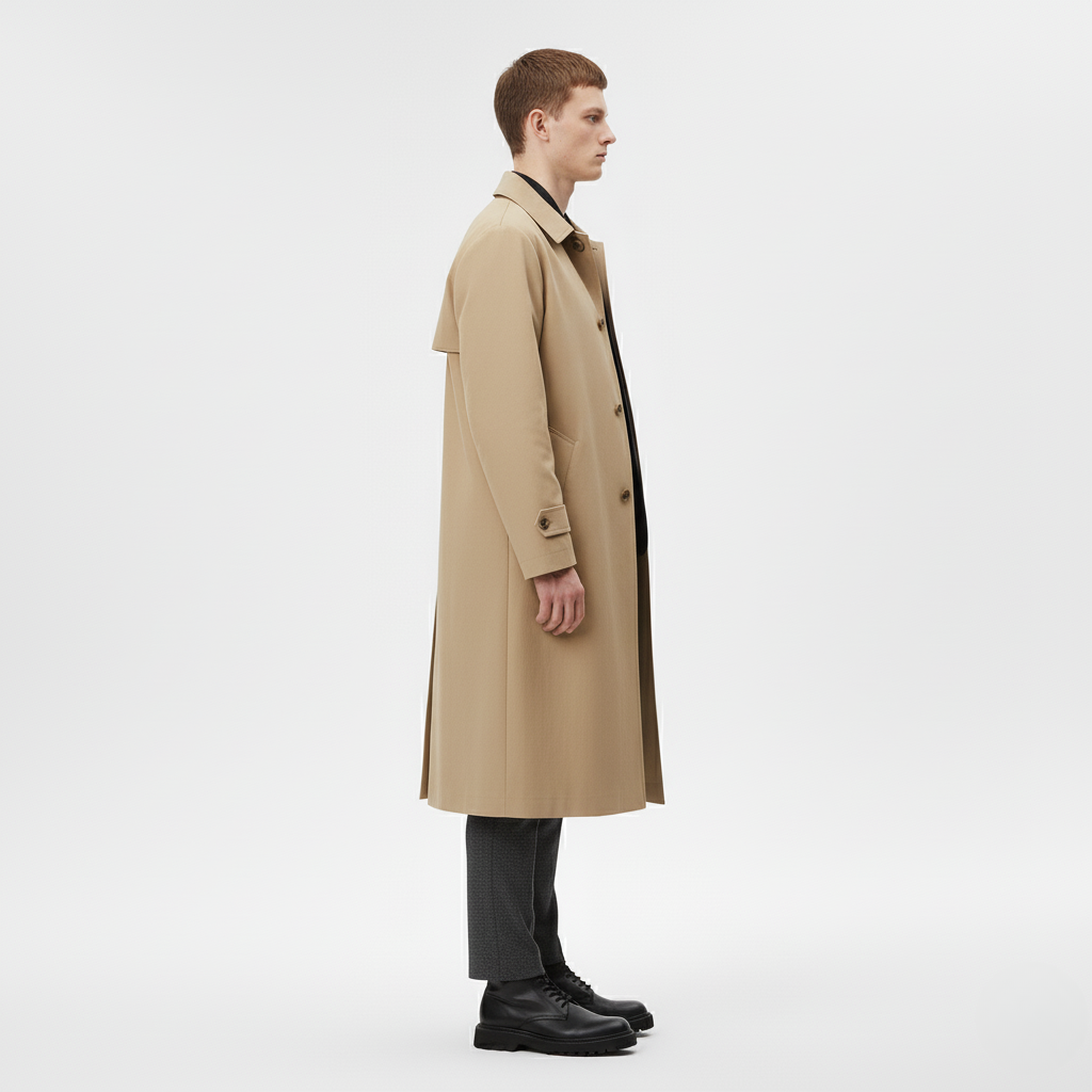 Beżowy Długi Trencz