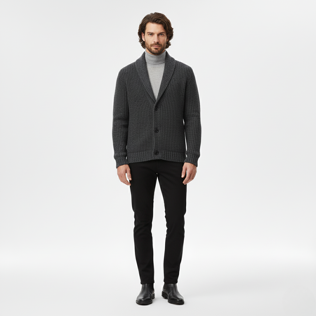 Dzianinowy Kardigan z Kołnierzem Szałowym